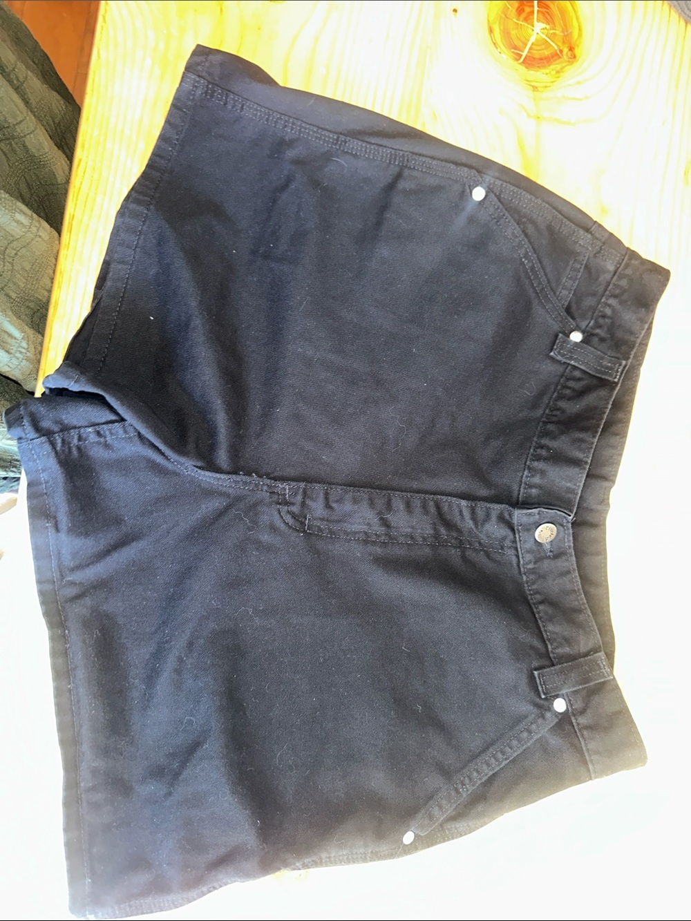 Black Cotton Shorts with Button Fly